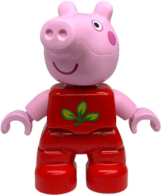 Duplo Figure Lego Ville, Peppa Pig - Red Outfit with Green and Lime Leaves (6539859)