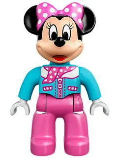 Duplo Figure Lego Ville, Minnie Mouse, Medium Azure Aviator Jacket with Polka Dot Scarf (6138416 / 6206108)