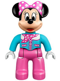 Duplo Figure Lego Ville, Minnie Mouse, Medium Azure Aviator Jacket with Polka Dot Scarf (6138416 / 6206108)