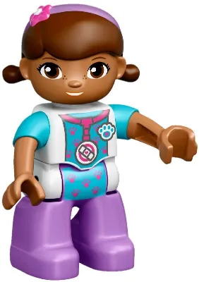 Duplo Figure Lego Ville, Female, Dottie McStuffins, Medium Lavender Legs (6145599 / 6209896)