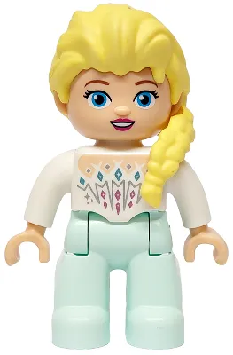 Duplo Figure Lego Ville, Disney Princess, Elsa, Light Aqua Legs, White Top (6482733)