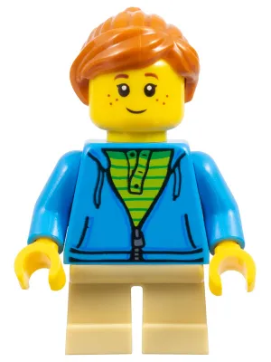 LEGOLAND Park Girl, Dark Azure Hoodie over Lime Shirt, Ponytail