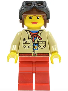 Pippin Reed / Miss Gail Storm - Tan Shirt, Red Legs, Brown Aviator Cap, Black Goggles