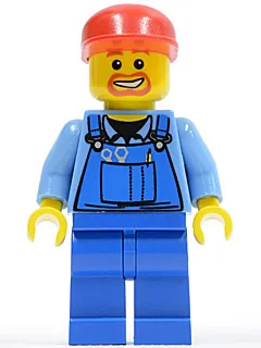 Overalls with Tools in Pocket Blue, Red Cap