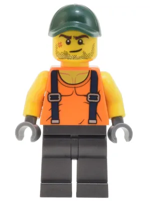 Skyline Express Man - Orange Shirt with Suspenders, Pearl Dark Gray Legs, Dark Green Cap