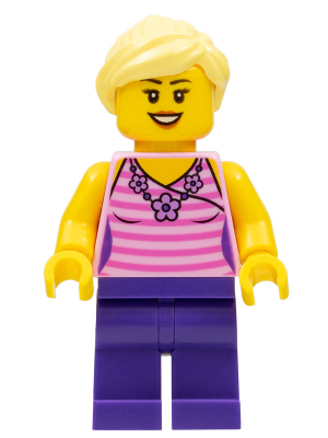 Female, Dark Pink Striped Top, Dark Purple Legs, Bright Light Yellow Ponytail