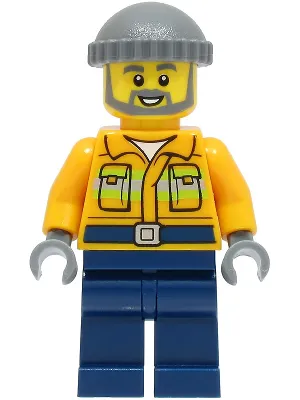 Fisherman - Bright Light Orange Jacket, Dark Bluish Gray Knit Cap