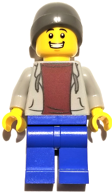 Sportsman - Light Bluish Gray Hoodie, Blue Legs, Dark Bluish Gray Beanie