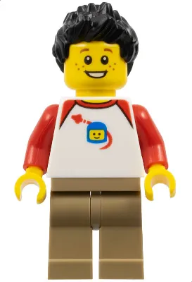 Son - Classic Space Shirt with Red Sleeves, Dark Tan Legs, Black Spiked Hair