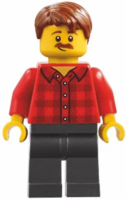 Harbormaster's Office Fisherman - Red Plaid Flannel Shirt, Pearl Dark Gray Legs, Reddish Brown Hair