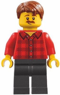 Harbormaster's Office Fisherman - Red Plaid Flannel Shirt, Pearl Dark Gray Legs, Reddish Brown Hair