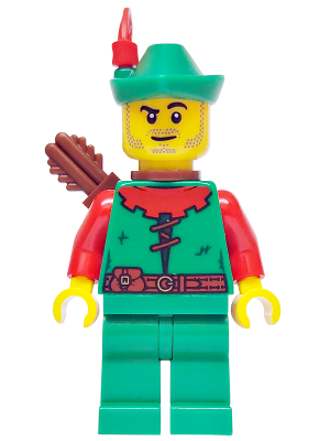 Forest Stronghold Forestman - Red, Green Hat, Red Feather, Quiver, Stubble