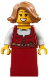 Medieval Seaside Market Baker - Female, Dark Red Dress, Medium Nougat Hair