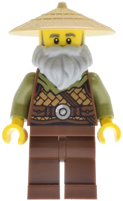 Riverside Scholars - Male, Leather Armor, Reddish Brown Legs, Tan Conical Hat, Light Bluish Gray Beard