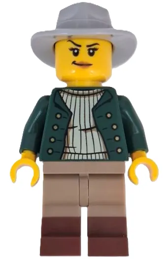 Wild West Train Cowboy - Female, Dark Green Jacket, Dark Tan Legs with Reddish Brown Boots, Light Bluish Gray Fedora