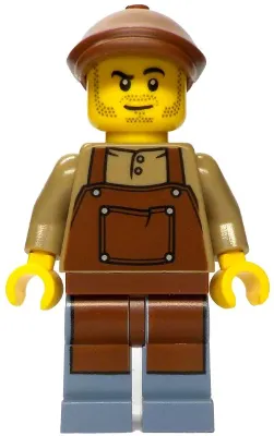 Merchant Boat Mechanic - Male, Dark Tan Shirt with Reddish Brown Apron, Sand Blue Legs, Reddish Brown Flat Cap, Stubble