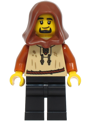 Peasant - Male, Tan Vest, Black Legs, Reddish Brown Hood, Dark Tan Backpack