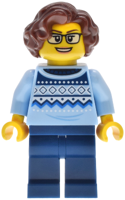 Antique Shop - Female, Bright Light Blue Knit Fair Isle Sweater, Dark Blue Legs, Reddish Brown Wavy Hair