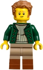 Vampire Castle Visitor - Male, Dark Green Open Jacket, Dark Tan Legs with Reddish Brown Boots, Medium Nougat Hair