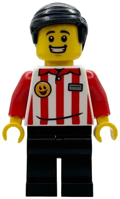 Popcorn Wagon Vendor - Red and White Striped Shirt, Black Legs, Black Hair