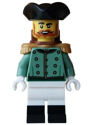 Imperial Soldier - Male, Sand Green Jacket Formal, White Legs with Black Boots, Reddish Brown Backpack, Black Tricorne Hat