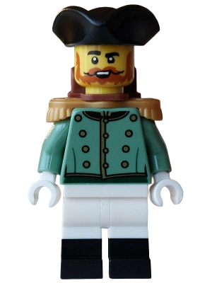 Imperial Soldier - Male, Sand Green Jacket Formal, White Legs with Black Boots, Reddish Brown Backpack, Black Tricorne Hat
