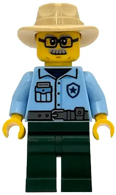 Sequoia Tree Trail Ranger - Male, Bright Light Blue Uniform, Dark Green Legs, Tan Fedora, Rectangular Glasses