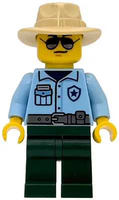 Sequoia Tree Trail Ranger - Male, Bright Light Blue Uniform, Dark Green Legs, Tan Fedora, Sunglasses