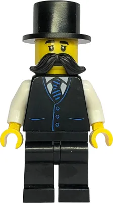 Gold Mine Wagon Driver - Male, Black Vest with Blue Striped Tie, Black Legs, Black Top Hat, Large Moustache