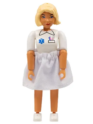 Belville Female - Medic, Light Blue Shorts, White Shirt with EMT Star of Life Pattern, Light Yellow Hair, Skirt