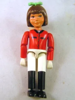 Belville Female - Horse Rider, White Shorts, Red Shirt, Brown Hair, Bow