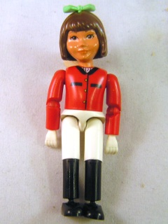Belville Female - Horse Rider, White Shorts, Red Shirt, Brown Hair, Bow