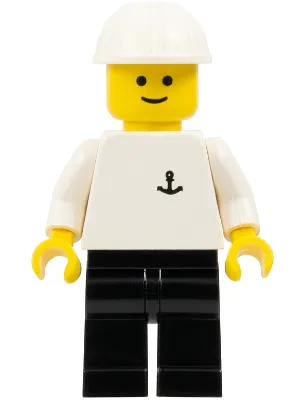 Boat Worker - Torso with Anchor, Black Legs, White Construction Helmet