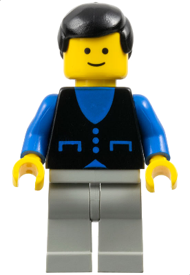 Shirt with 3 Buttons - Blue, Light Gray Legs, Black Male Hair