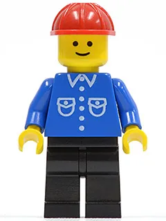 Shirt with 6 Buttons - Blue, Black Legs, Red Construction Helmet