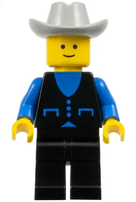 Shirt with 3 Buttons - Blue, Black Legs, Light Gray Cowboy Hat