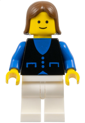 Shirt with 3 Buttons - Blue, White Legs, Brown Female Hair