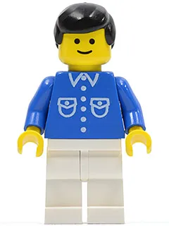 Shirt with 6 Buttons - Blue, White Legs, Black Male Hair