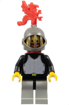 Breastplate - Black, Light Gray Legs with Black Hips, Dark Gray Grille Helmet, Red Plastic Cape