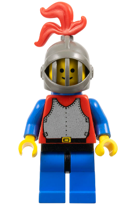 Breastplate - Red with Blue Arms, Blue Legs with Black Hips, Dark Gray Grille Helmet, Red Plume, Blue Plastic Cape