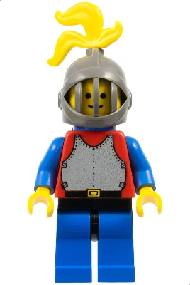 Breastplate - Red with Blue Arms, Blue Legs with Black Hips, Dark Gray Grille Helmet, Yellow Plume, Blue Plastic Cape