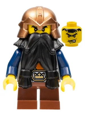 Fantasy Era - Dwarf, Black Beard, Copper Helmet with Studded Bands, Dark Blue Arms