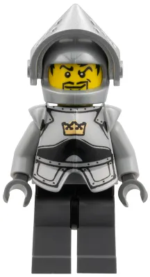 Fantasy Era - Crown Knight Plain with Breastplate, Helmet with Visor, Curly Eyebrows and Goatee, Black Hips, Dark Bluish Gray Legs