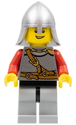 Kingdoms - Lion Knight Scale Mail with Chest Strap and Belt, Helmet with Neck Protector, Open Grin
