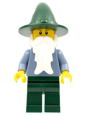 Wizard - Sand Blue with Dark Green Legs and Hat, Reddish Brown Eyebrows