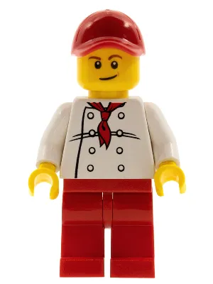 Chef - White Torso with 8 Buttons, Red Legs and Red Cap with Hole (City Square Hot Dog Vendor)