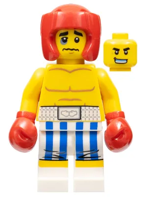 Boxer, Black Eye, Blue and White Striped Trunks