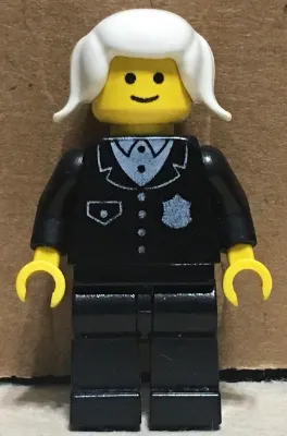 Police - Suit with 4 Buttons, Black Legs, White Pigtails Hair