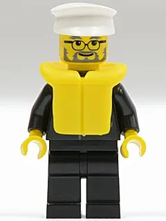 Police - City Suit with Blue Tie and Badge, Black Legs, White Hat, Life Jacket