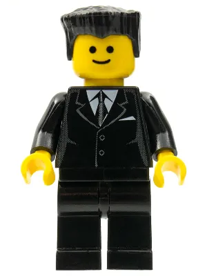Suit Black, Black Flat Top Hair, Standard Grin